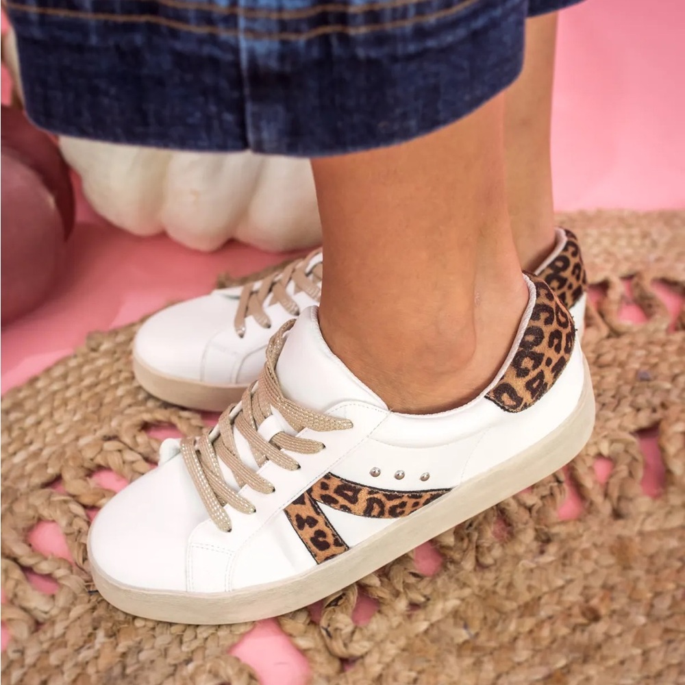 Corkys White and Leopard Print Sneakers